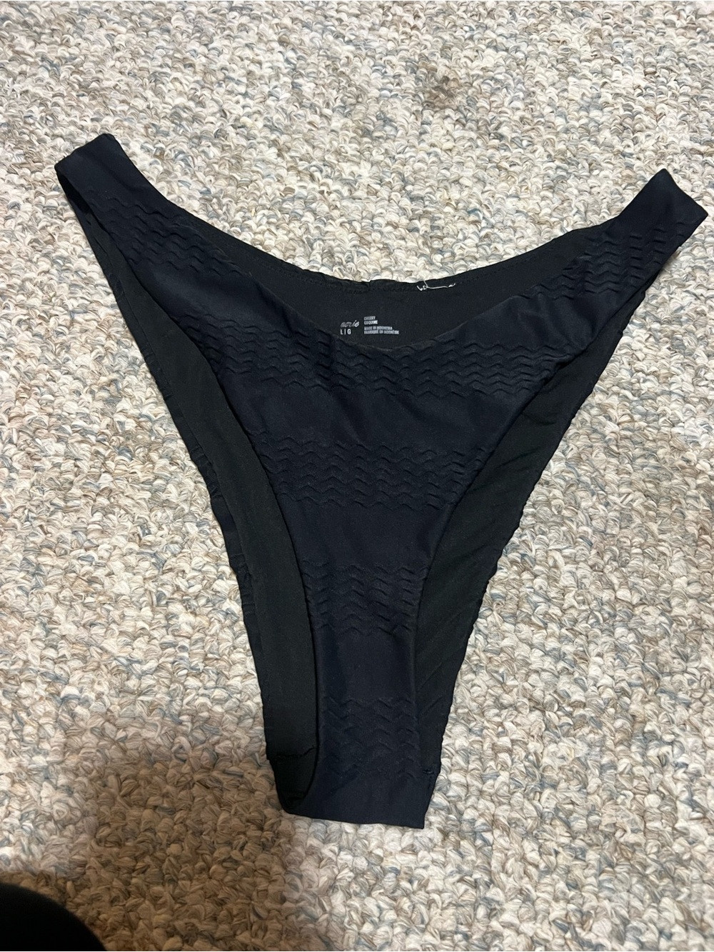 aerie Black Textured High-Cut Bikini Bottom